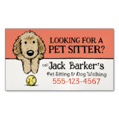 Dog Walker Pet Sitter Niedlicher Doodle Hund mit B Magnetische Visitenkarte (Vorderseite)