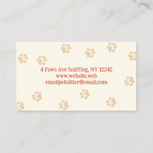 Dog Walker Pet Sitter Niedlicher Doodle Hund mit B Visitenkarte (Rückseite)