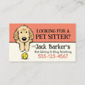 Dog Walker Pet Sitter Niedlicher Doodle Hund mit B Visitenkarte (Vorderseite)