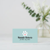Dog Walker Pet Sitter Niedliches Pfotenherz Visitenkarte (Stehend Vorderseite)