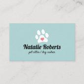 Dog Walker Pet Sitter Niedliches Pfotenherz Visitenkarte (Vorderseite)