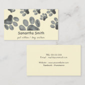 Dog Walker Pet Sitter Paw Business Card Visitenkarte (Vorne/Hinten)