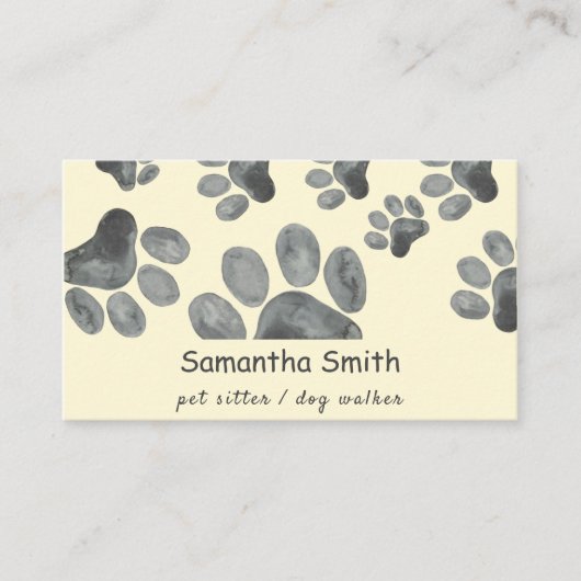 Dog Walker Pet Sitter Paw Business Card Visitenkarte (Vorderseite)