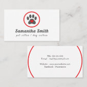 Dog Walker Pet Sitter Paw Herz Visitenkarte (Vorne/Hinten)