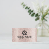 Dog Walker Pet Sitter Paw Rose Herzblush Gold Visitenkarte (Stehend Vorderseite)