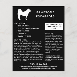 Dog Walker & Pet Sitter Schwarz Flyer