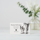 Dog Walker Pet Sitter Schwarz-Weiß Visitenkarte (Stehend Vorderseite)