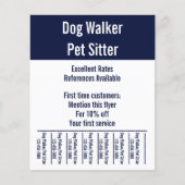 Dog Walker Pet Sitter Vorlage für weißen und blaue Flyer (Vorne)