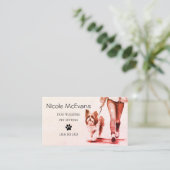 Dog Walker Pet Sitter Wasserfarbe Visitenkarte (Stehend Vorderseite)