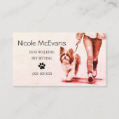 Dog Walker Pet Sitter Wasserfarbe Visitenkarte (Vorderseite)
