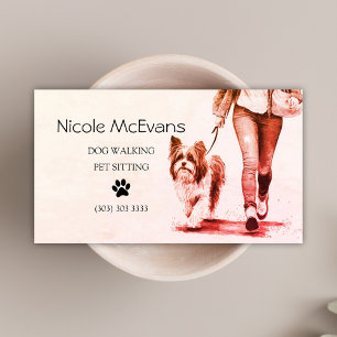 Dog Walker Pet Sitter Wasserfarbe Visitenkarte
