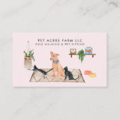 Dog Walker Pet Sitzen Aquarell Visitenkarte (Vorderseite)