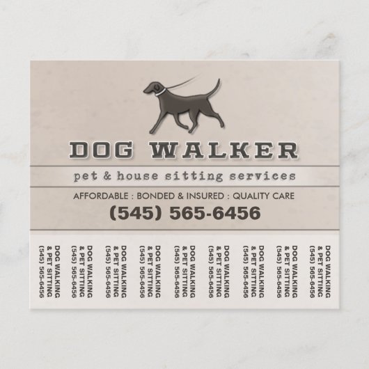 Dog Walker & Pet Sitzreißen Aus Flyer 5.6 x 4.5 (Vorne)
