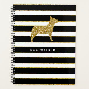 Dog Walker Planner Golden Stripes Planer
