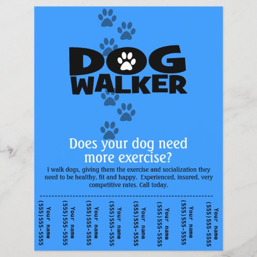 Dog Walker Promotion tear Sheet Flyer Template_B (Vorne)
