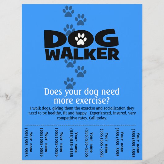 Dog Walker Promotion tear Sheet Flyer Template_B (Vorne)