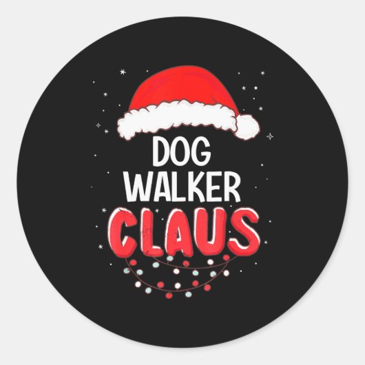 Dog Walker Santa Claus Christmas Matching Costume Runder Aufkleber (Vorderseite)
