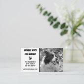 Dog Walker Schwarz-weißes Foto Pet Sitter Visitenkarte (Stehend Vorderseite)