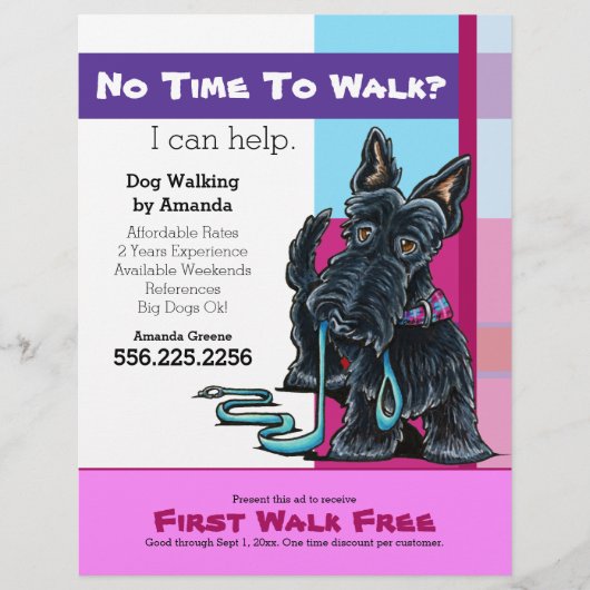 Dog Walker Scottie Kariert Discount Coupon Ad Flyer (Vorne)