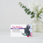 Dog Walker Scottie Pink Lila Kariert Visitenkarte (Stehend Vorderseite)