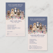 Dog Walker Service Kostenloser Geschenkname blau Visitenkarte (Vorne/Hinten)