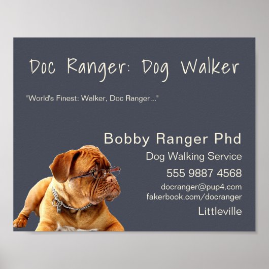 Dog Walker Trainer Foto Werbung Großartige Geschäf Poster (Vorne)