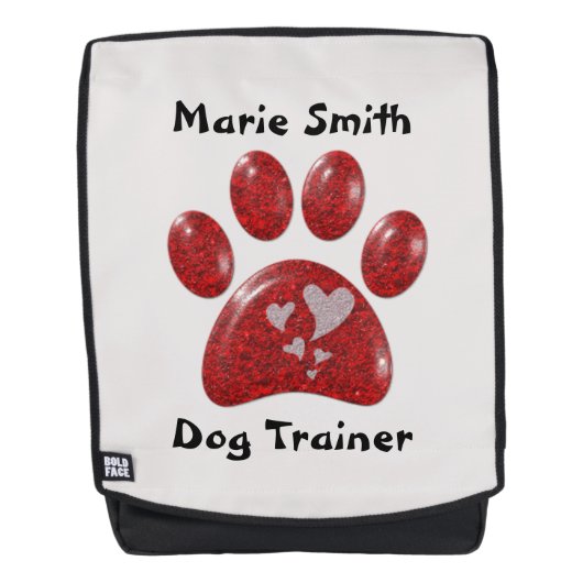 Dog Walker Trainer Red Paw Print Small Pod Puppy Rucksack (Vorderseite)