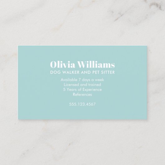 Dog Walker und Pet Sitter Visitenkarte (Rückseite)