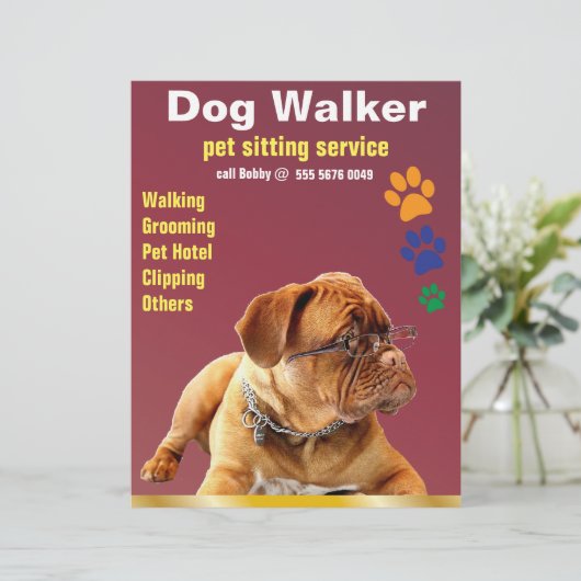 Dog Walker Vertrauenswürdiger Flyer (Stehend Vorderseite)