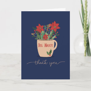 Dog Walker Vielen Dank Weihnachten Poinsettias Karte