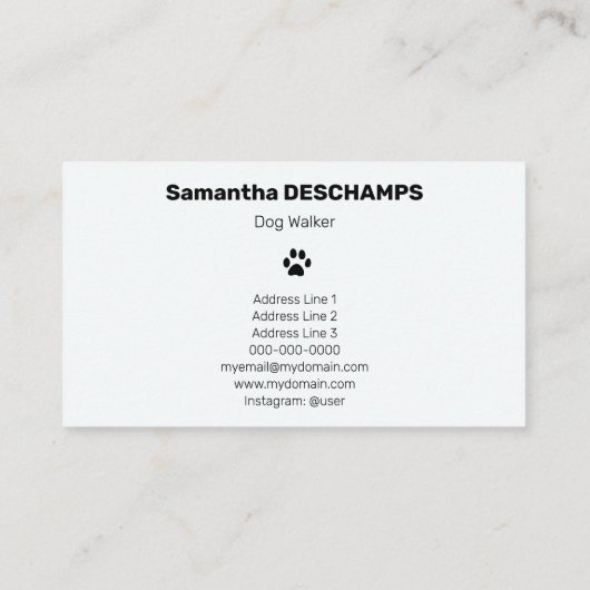 Dog Walker Visitenkarte (Rückseite)