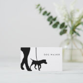 Dog Walker Visitenkarte B/W 3,5" x 2,0", Packung 1 (Stehend Vorderseite)