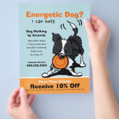 Dog Walker Walking Ad Coupon Border Collie Flyer (Hand)