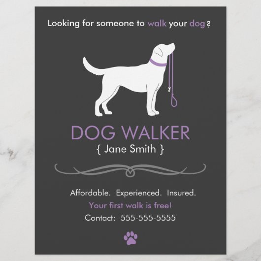 Dog Walker Walking Business Flyer Vorlage (Vorne)
