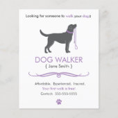 Dog Walker/Walking Business Flyer Vorlage klein (Vorne)