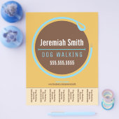 Dog Walker Walking Leash Loop Blue Tee Sheet Flyer (Einzeln)