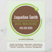 Dog Walker Walking Leash Loop Grüne Werbung Flyer (Vorne)