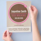 Dog Walker Walking Leash Loop Pink Werbung Flyer (Hand)