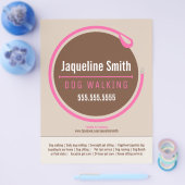 Dog Walker Walking Leash Loop Pink Werbung Flyer (Einzeln)