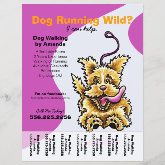 Dog Walker Walking Leashed Terrier Träne Sheet Flyer (Vorne)