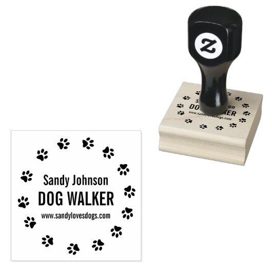 Dog Walker Walking Pet Business Maßgeschneiderte B Gummistempel (Stempel)