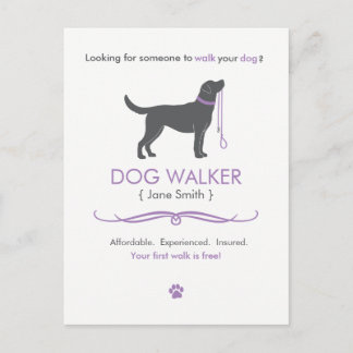 Dog Walker Walking Visitenkarte Werbung Postkarte