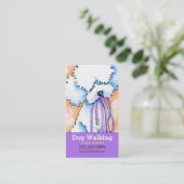 Dog Walker White Poodle Lila Visitenkarte (Stehend Vorderseite)