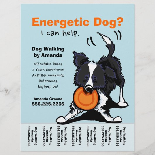 Dog Walker zu Fuß Personalisiertes Reißblech Flyer (Vorne)