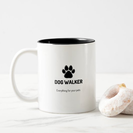 Dog Walker Zweifarbige Tasse (Mit Donut)