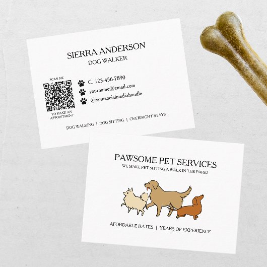 Dog Walking Pet Sitting QR Code Visitenkarte