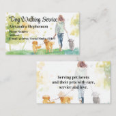 Dog Walking Service Pet Walker Watercolor Visitenkarte (Vorne/Hinten)