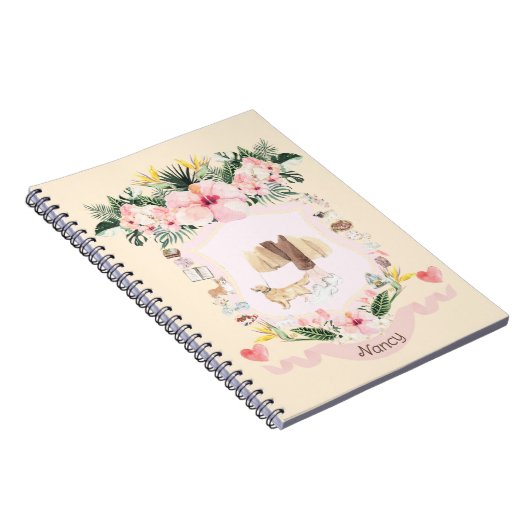 Dog Walking Wappen Notebook Notizblock (Rechte Seite)