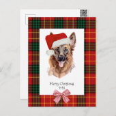 Dog Watercolor German Shepherd Karierte Weihnachte Postkarte (Vorne/Hinten)