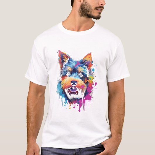 Dog Watercolor Niedlich Funny T-Shirt (Vorderseite)